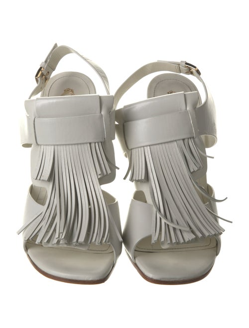 Tod's Leather Fringe Trim Accent Slingback Sandals