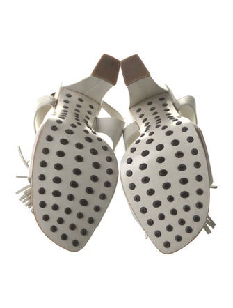 Tod's Leather Fringe Trim Accent Slingback Sandals