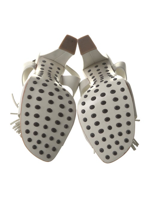 Tod's Leather Fringe Trim Accent Slingback Sandals