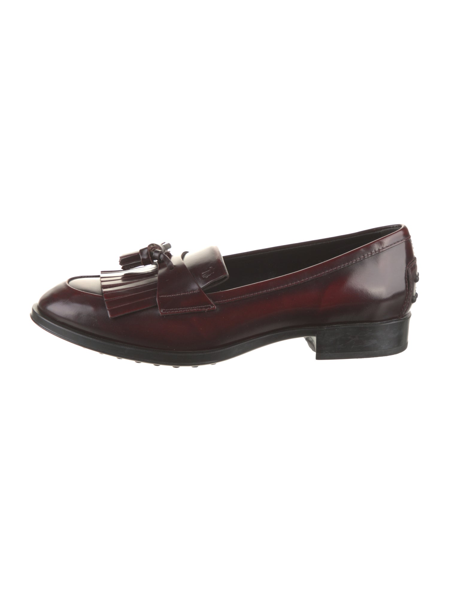 Tod's Leather Fringe Trim Accent Loafers
