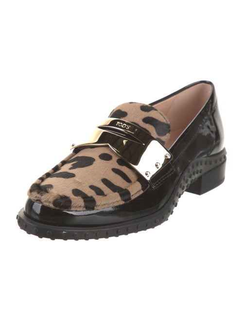 Tod's Patent Leather Animal Print Loafers