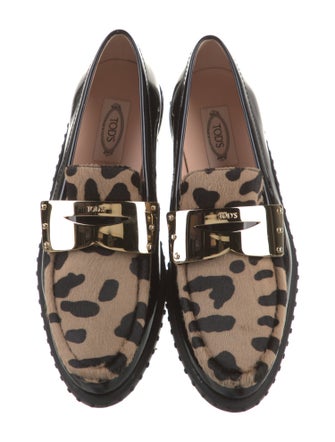 Tod's Patent Leather Animal Print Loafers