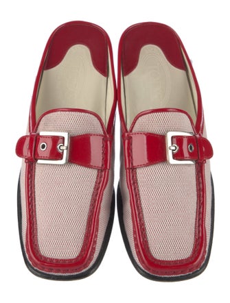 Tod's Canvas Leather Trim Embellishment Mules