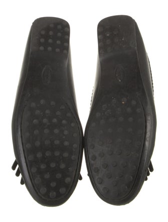 Tod's Leather Fringe Trim Accent Loafers