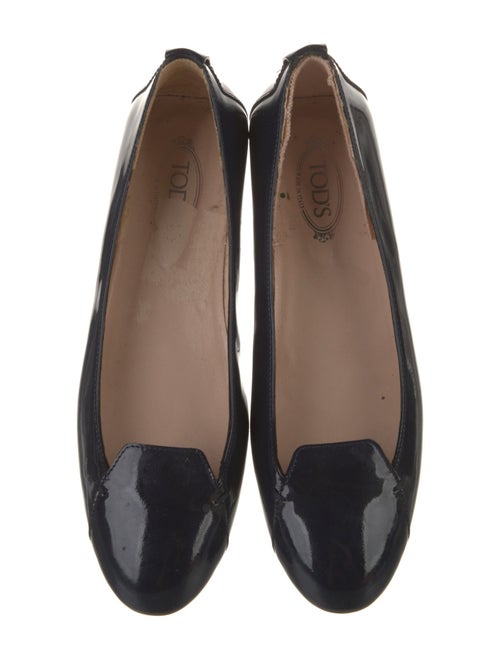 Tod's Patent Leather Fringe Trim Accent Ballet Flats