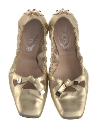 Tod's Leather Bow Accents Ballet Flats