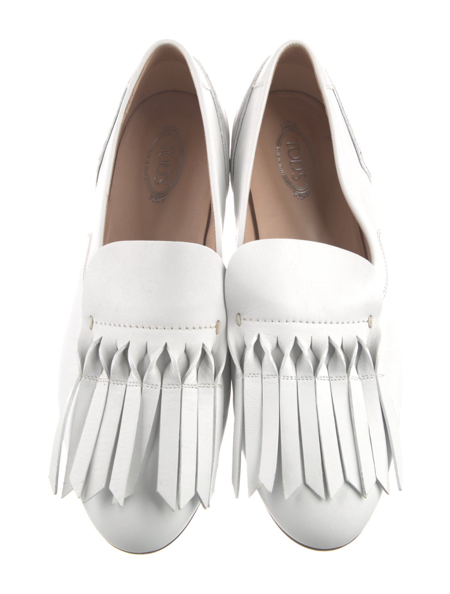 Tod's Leather Fringe Trim Accent Loafers