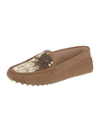 Tod's Suede Fringe Trim Accent Loafers