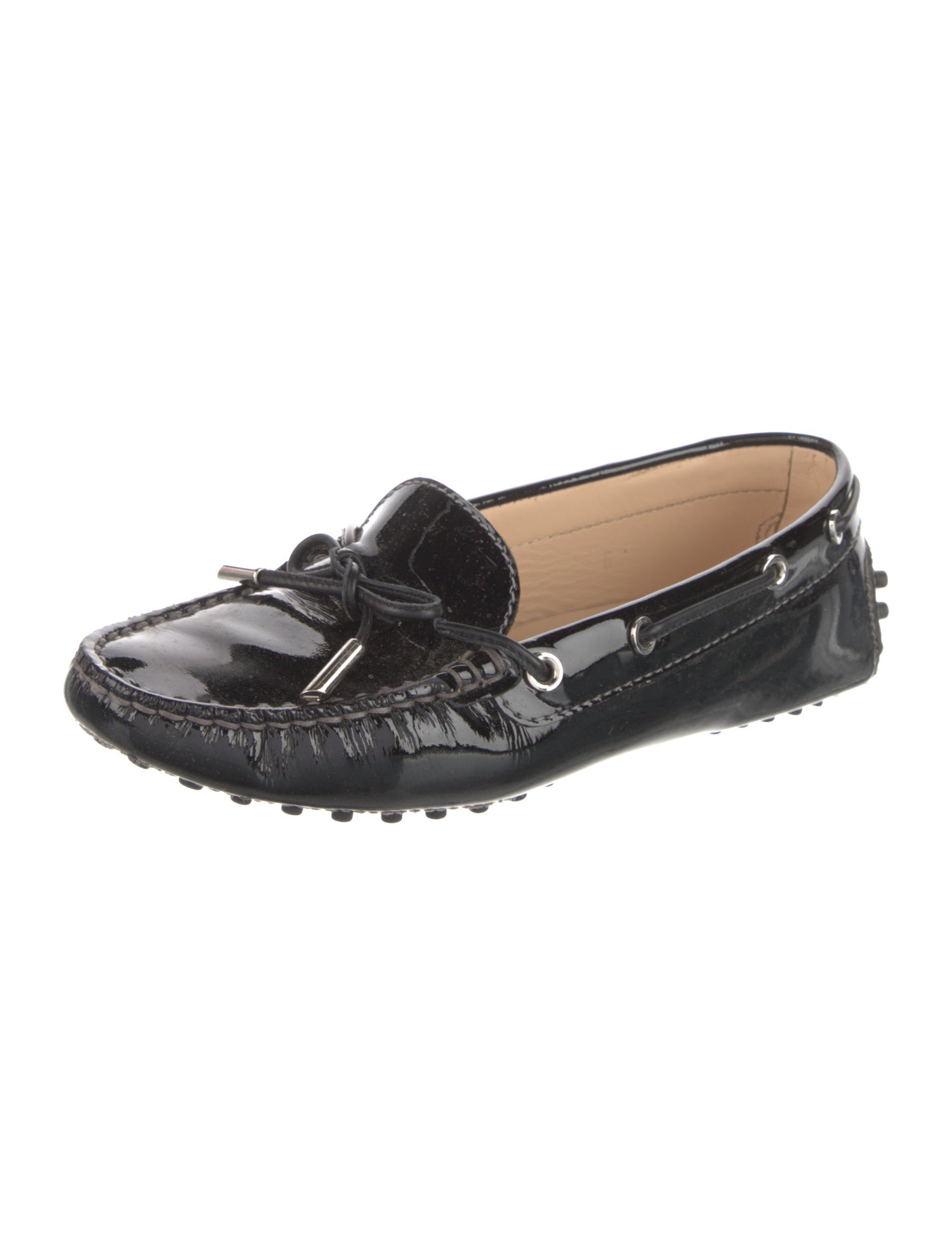 Tod's Patent Leather Bow Accents Loafers