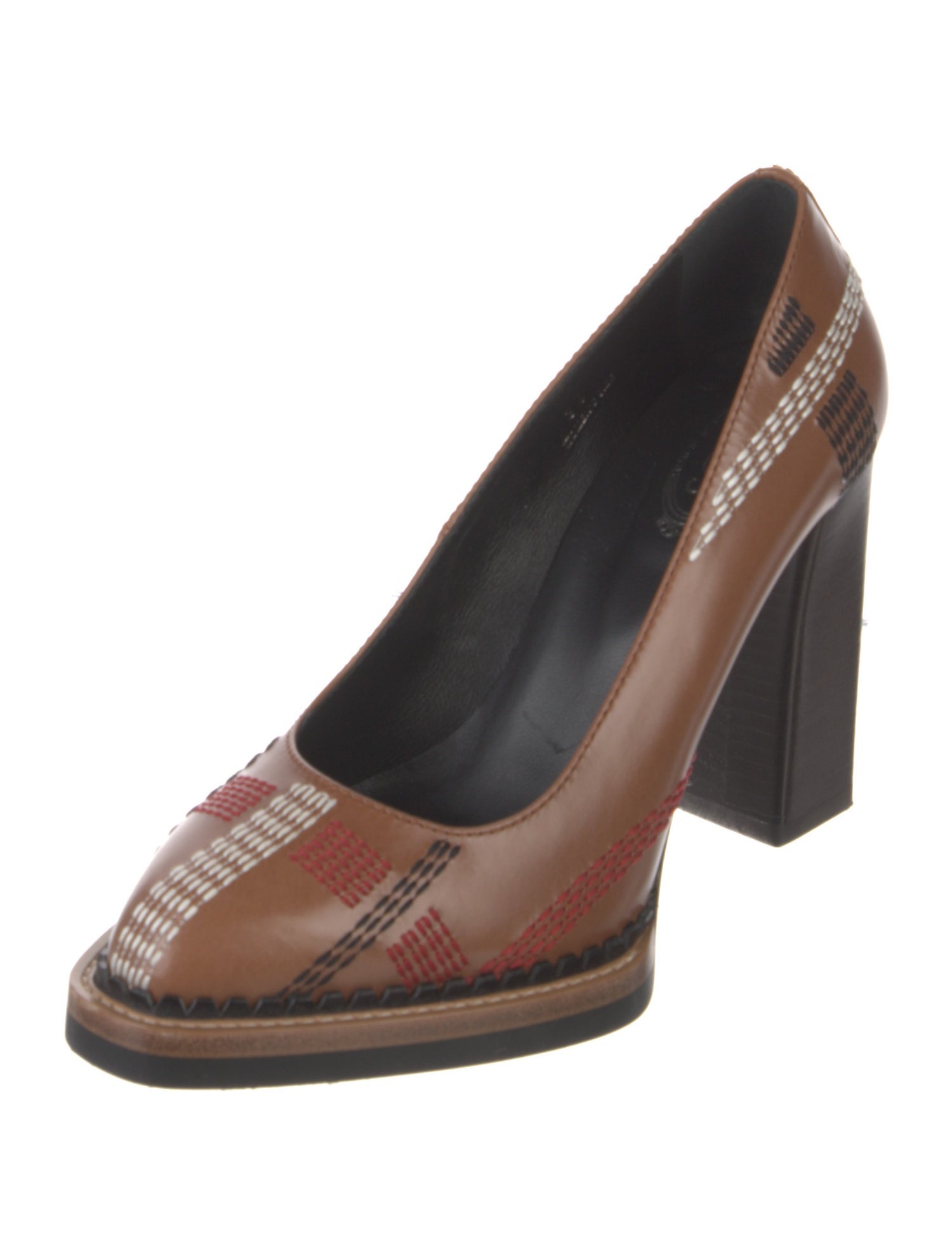 Tod's Leather Plaid Print Pumps
