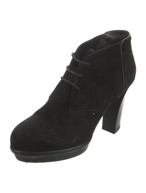 Tod's Suede Leather Trim Embellishment Lace-Up Boots