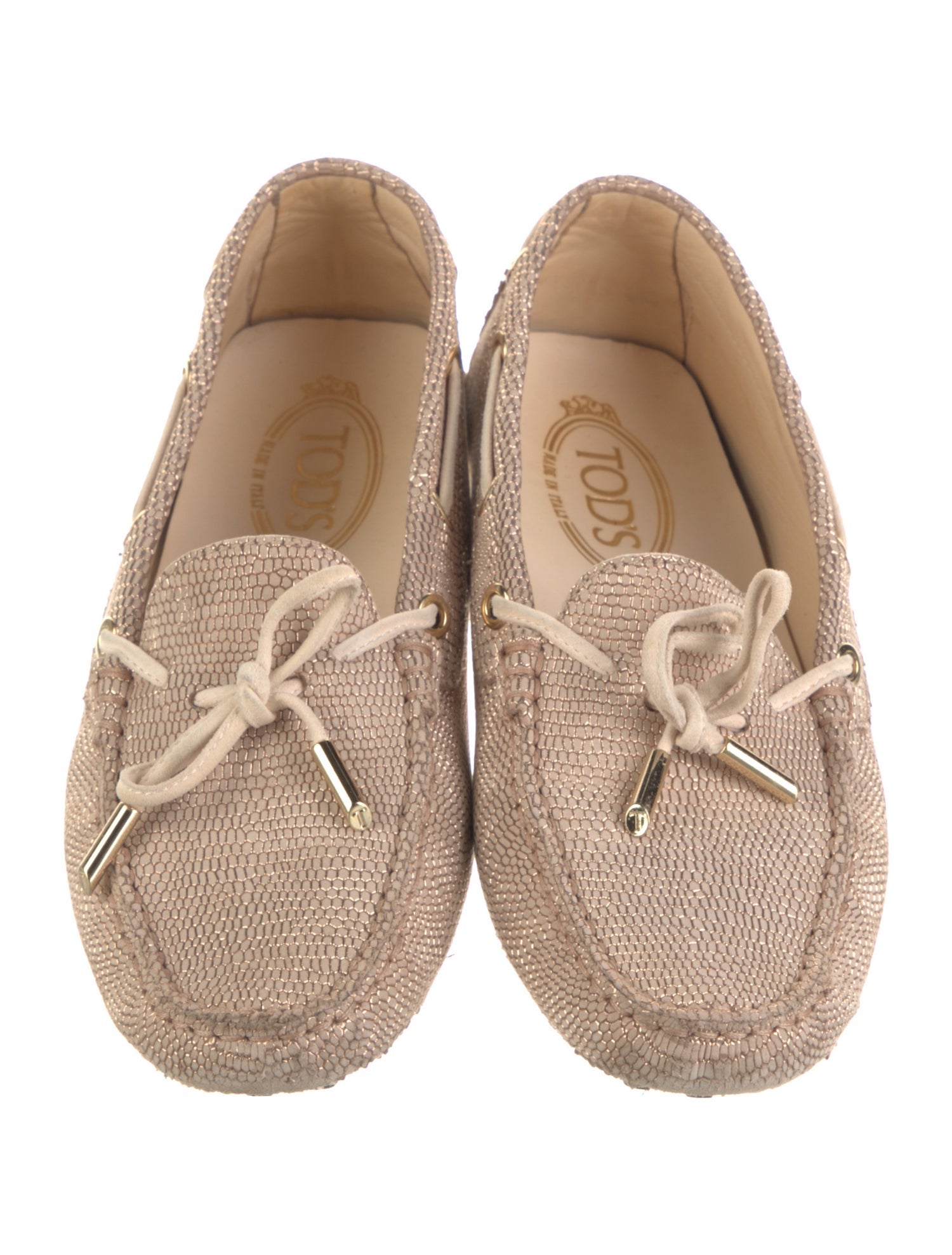 Tod's Leather Bow Accents Loafers