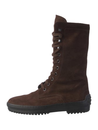 Tod's Suede Printed Combat Boots