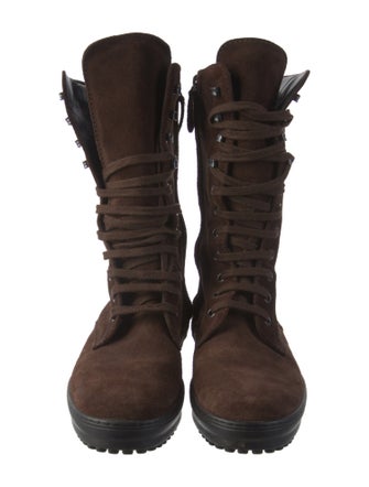 Tod's Suede Printed Combat Boots