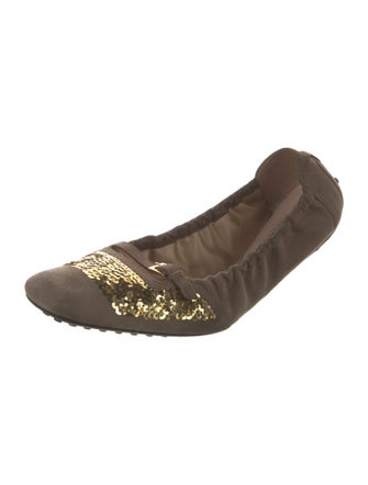 Tod's Suede Sequin Embellishments Ballet Flats