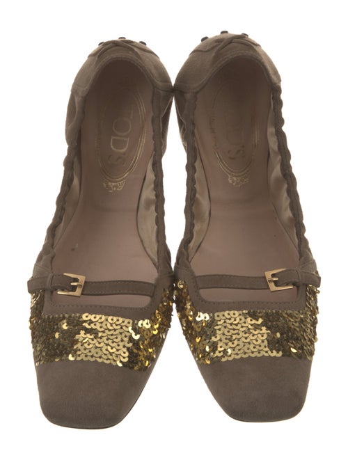 Tod's Suede Sequin Embellishments Ballet Flats