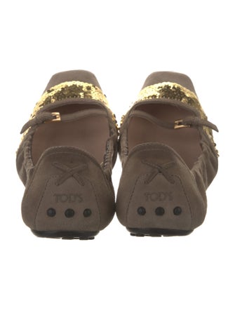 Tod's Suede Sequin Embellishments Ballet Flats