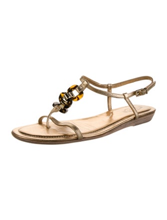 Tod's Leather T-Strap Sandals