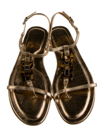 Tod's Leather T-Strap Sandals