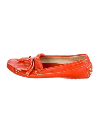 Tod's Leather Fringe Trim Accent Loafers