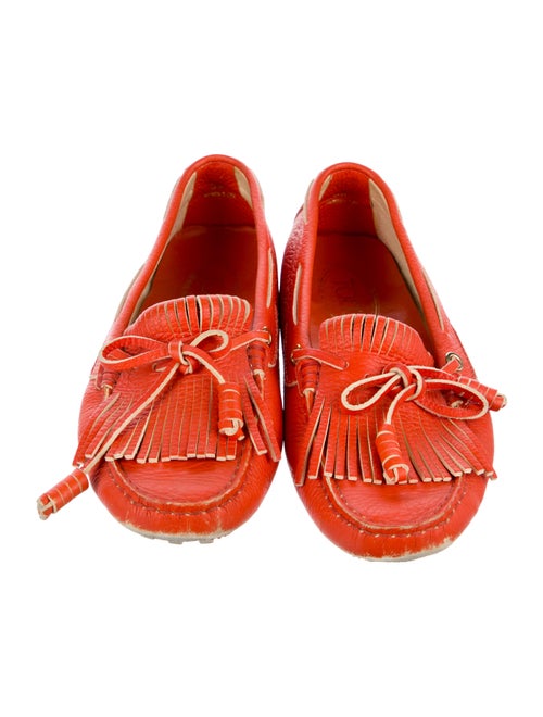 Tod's Leather Fringe Trim Accent Loafers
