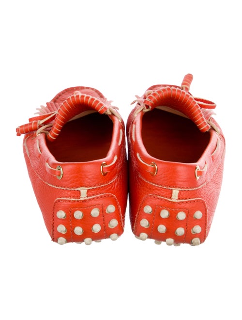 Tod's Leather Fringe Trim Accent Loafers