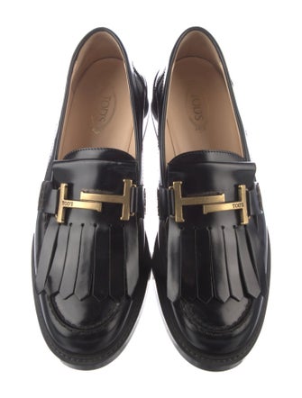 Tod's Leather Fringe Trim Accent Loafers