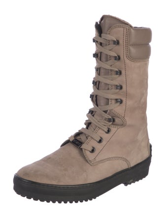 Tod's Nubuck Colorblock Pattern Combat Boots