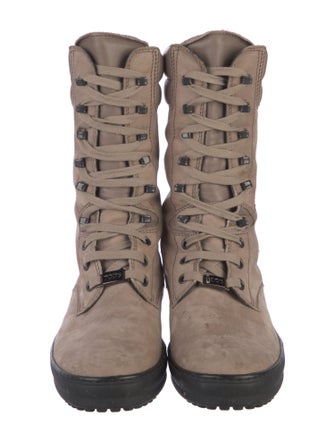 Tod's Nubuck Colorblock Pattern Combat Boots