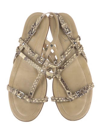 Tod's Snakeskin Animal Print T-Strap Sandals