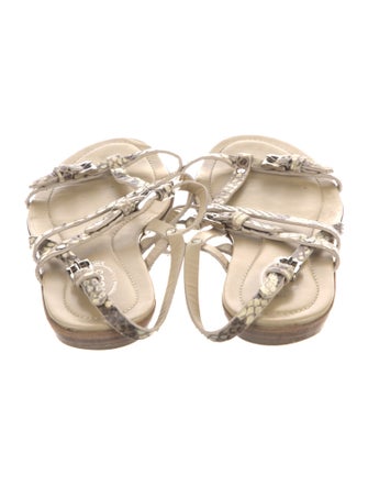 Tod's Snakeskin Animal Print T-Strap Sandals