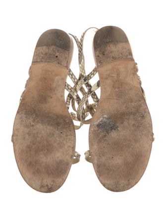 Tod's Snakeskin Animal Print T-Strap Sandals