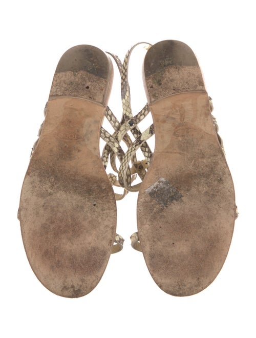 Tod's Snakeskin Animal Print T-Strap Sandals