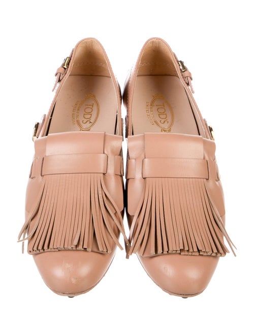 Tod's Leather Fringe Trim Accent Loafers