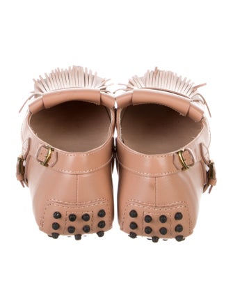 Tod's Leather Fringe Trim Accent Loafers