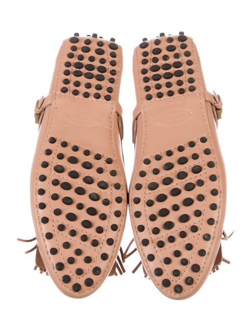 Tod's Leather Fringe Trim Accent Loafers