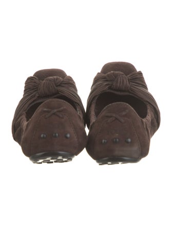 Tod's Suede Crystal Embellishments Ballet Flats