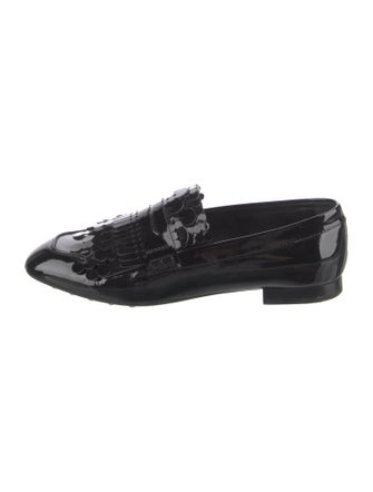Tod's Patent Leather Fringe Trim Accent Loafers