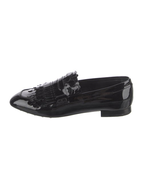 Tod's Patent Leather Fringe Trim Accent Loafers