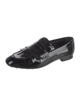 Tod's Patent Leather Fringe Trim Accent Loafers