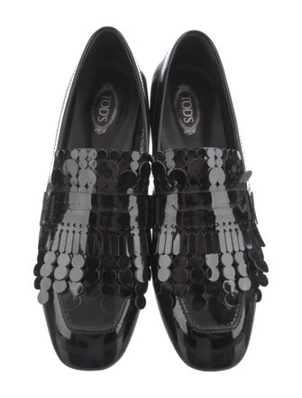 Tod's Patent Leather Fringe Trim Accent Loafers