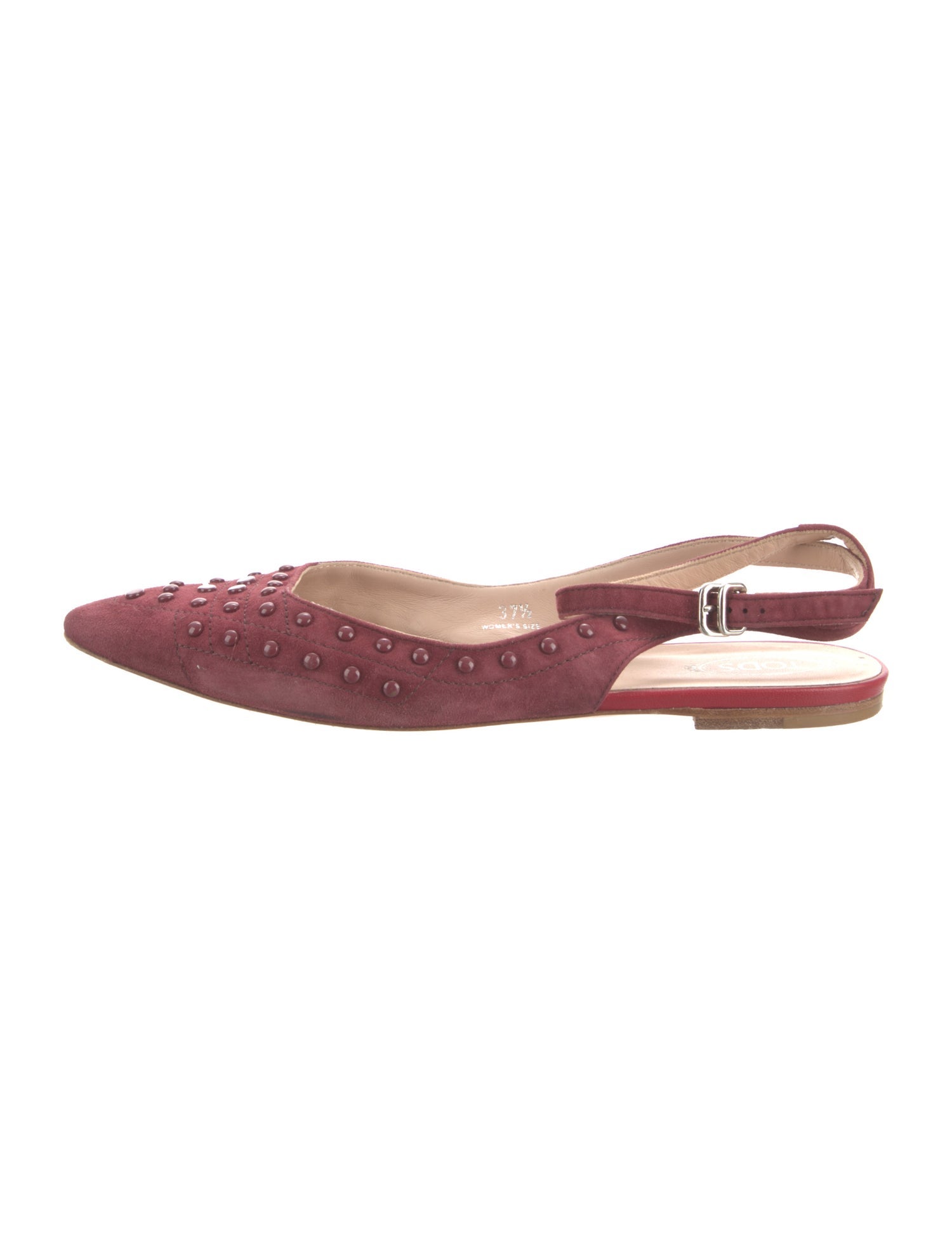 Tod's Suede Studded Accents Slingback Flats
