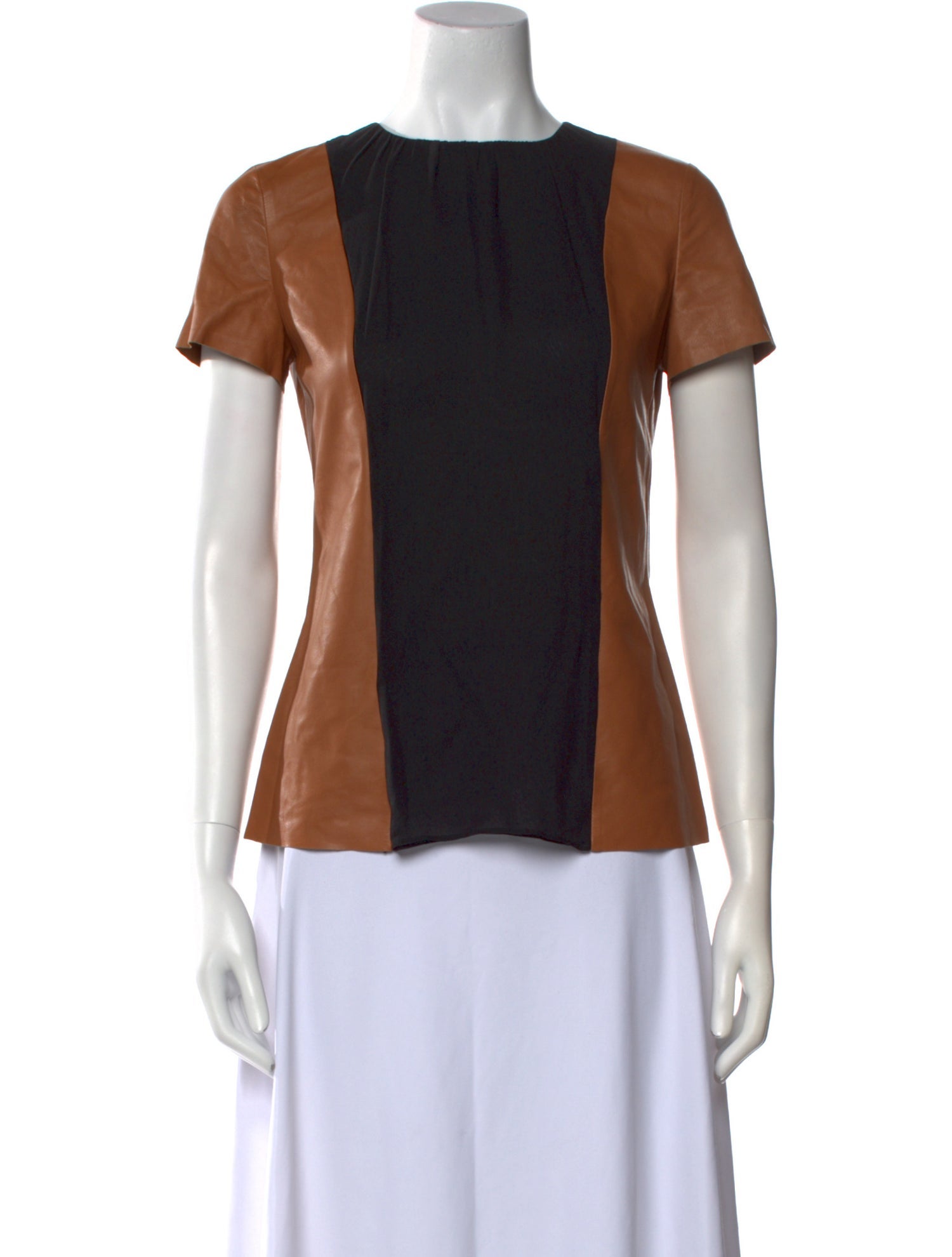 Tod's Leather Colorblock Pattern Top