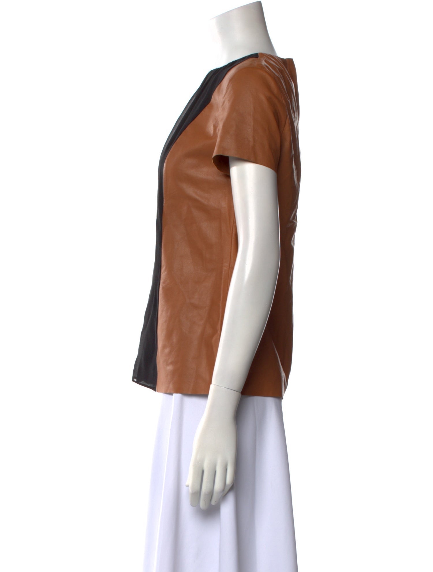 Tod's Leather Colorblock Pattern Top