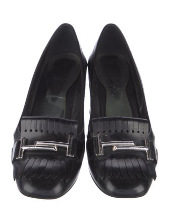 Tod's Leather Fringe Trim Accent Pumps