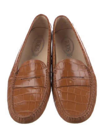 Tod's Embossed Leather Animal Print Loafers