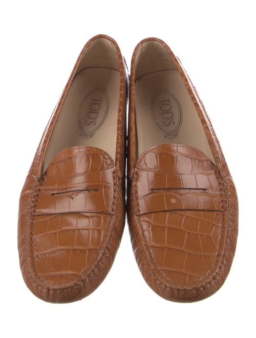 Tod's Embossed Leather Animal Print Loafers