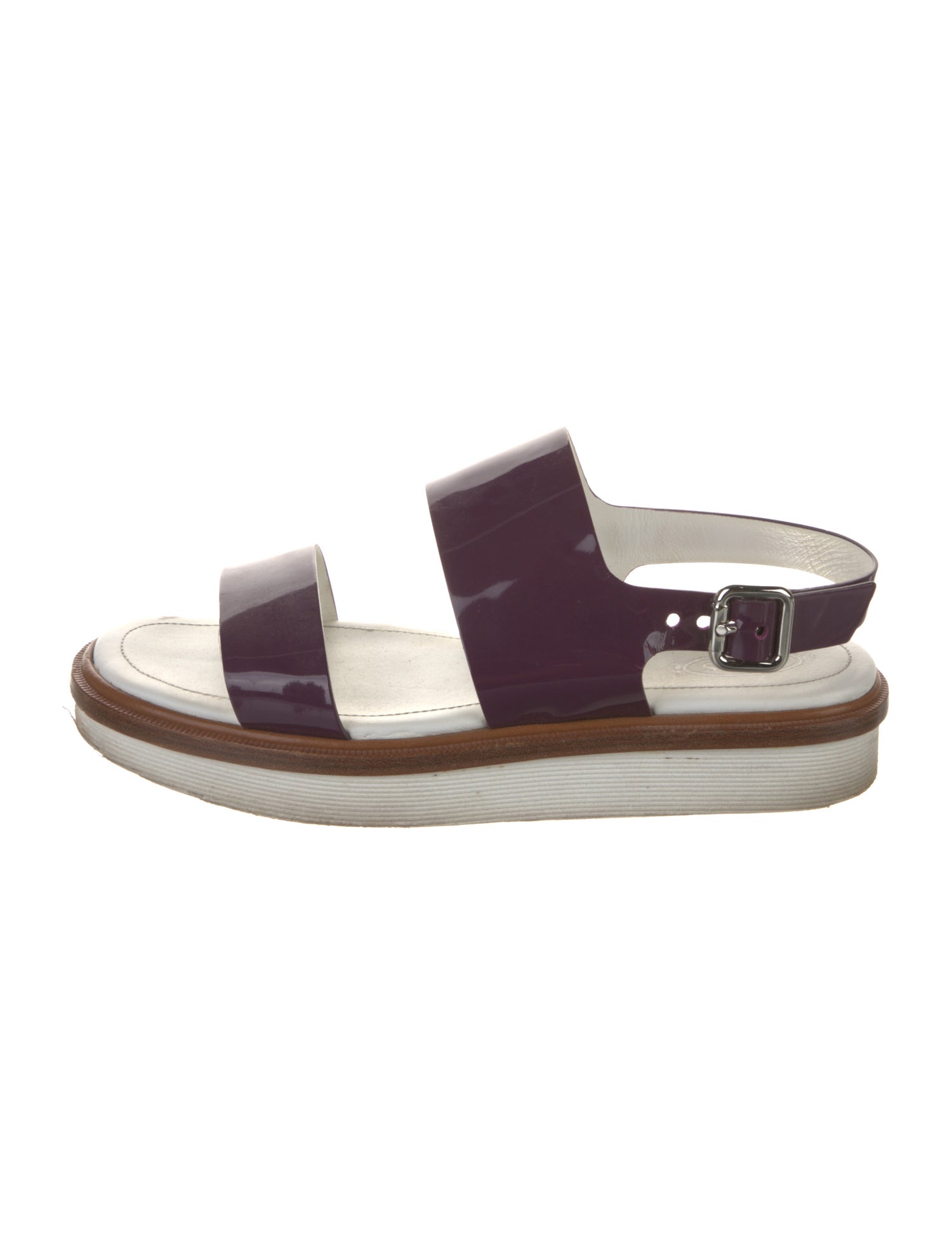 Tod's Patent Leather Colorblock Pattern Slingback Sandals
