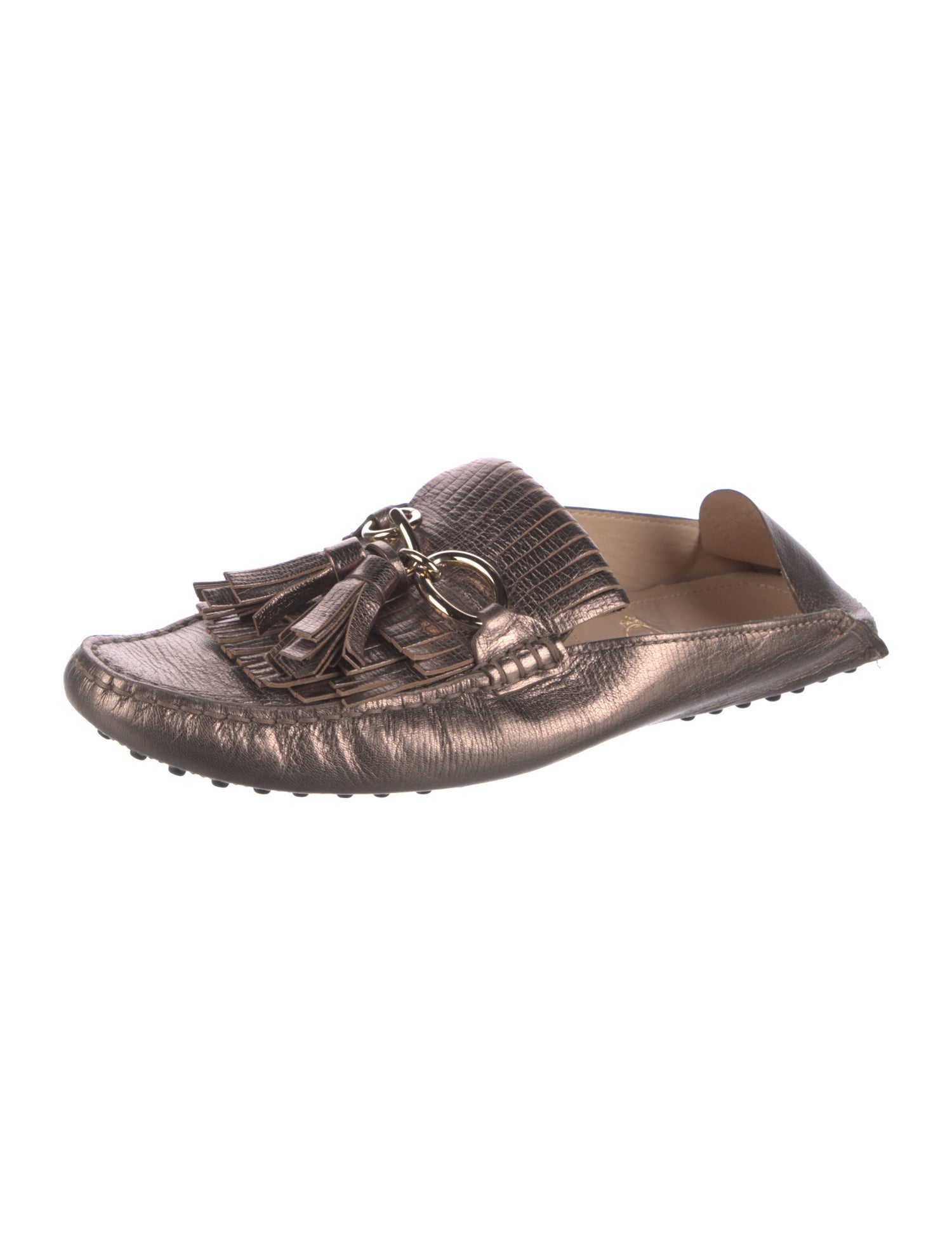 Tod's Leather Chain-Link Accents Mules
