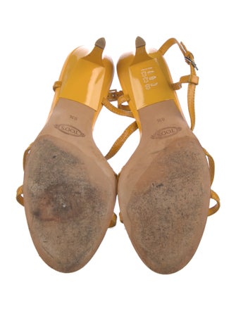 Tod's Patent Leather Studded Accents T-Strap Sandals